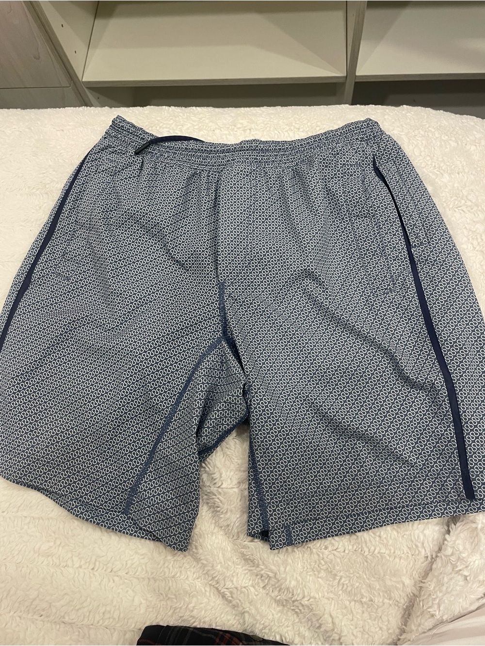 Men's Blue Patterned Athletic Shorts
